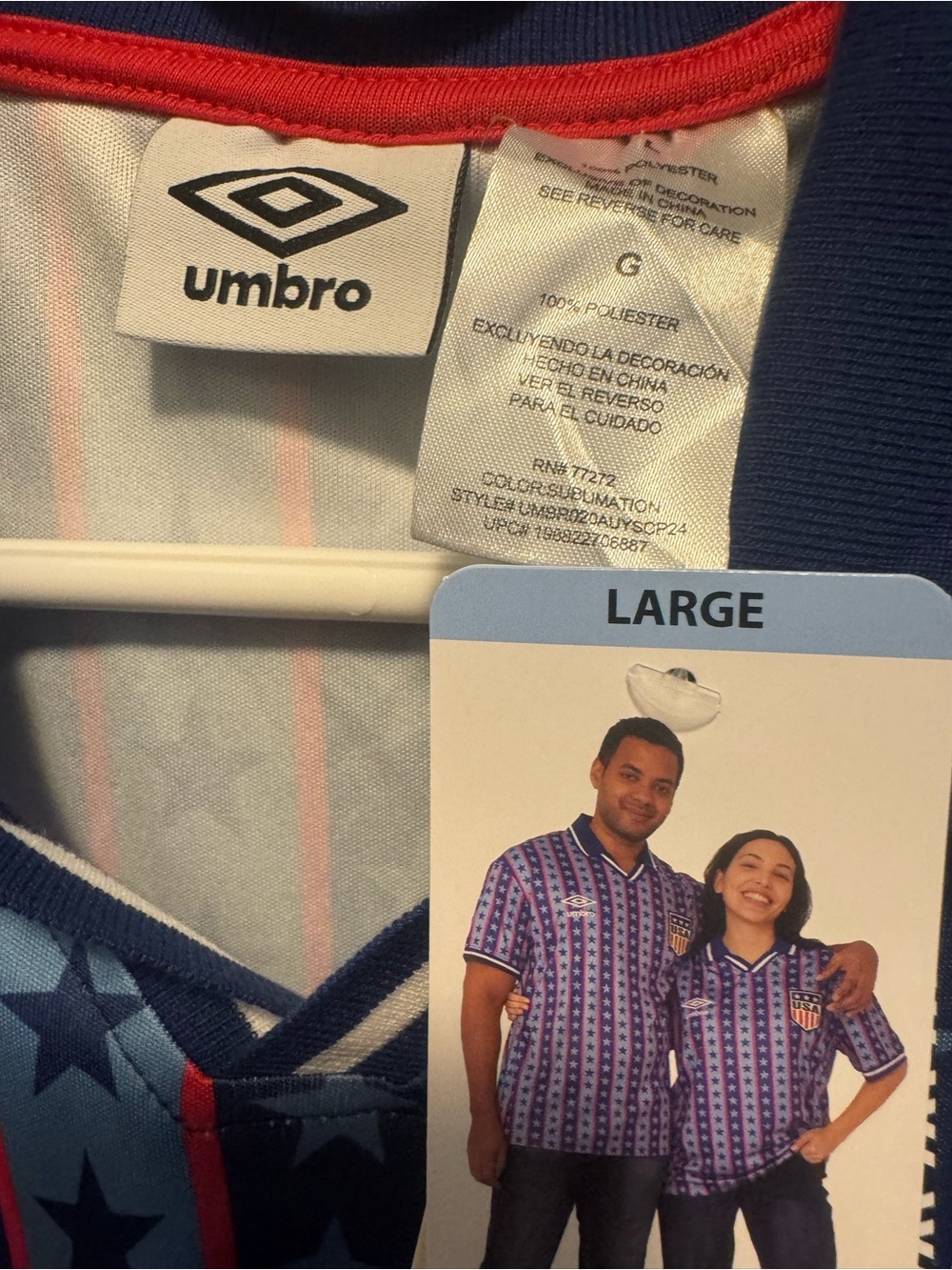 Umbro Blue and Red USA Star Stripe Soccer Jersey